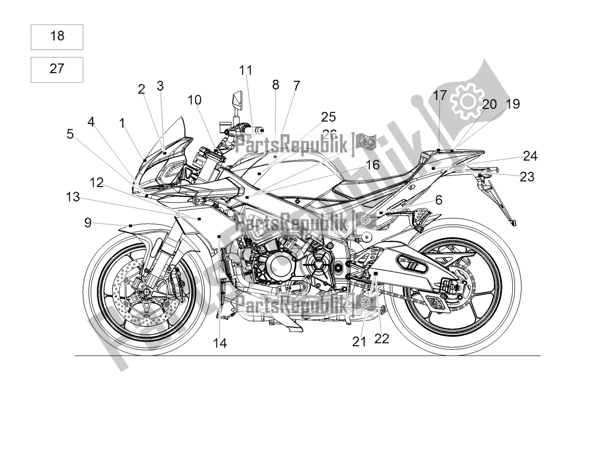 All parts for the Decal of the Aprilia Tuono V4 Factory 1100 Superpole Apac 2020