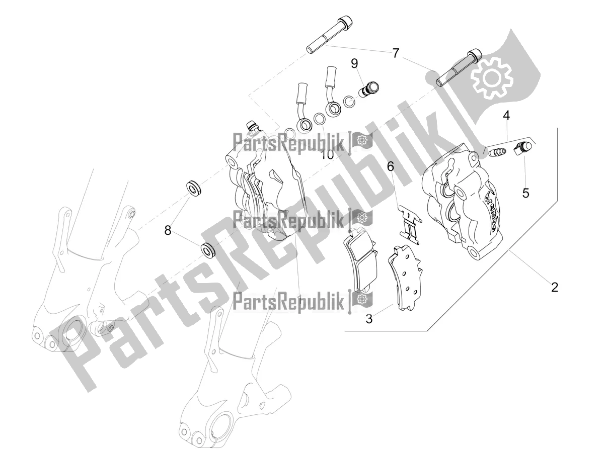 All parts for the Front Brake Caliper of the Aprilia Tuono V4 Factory 1100 Superpole Apac 2020