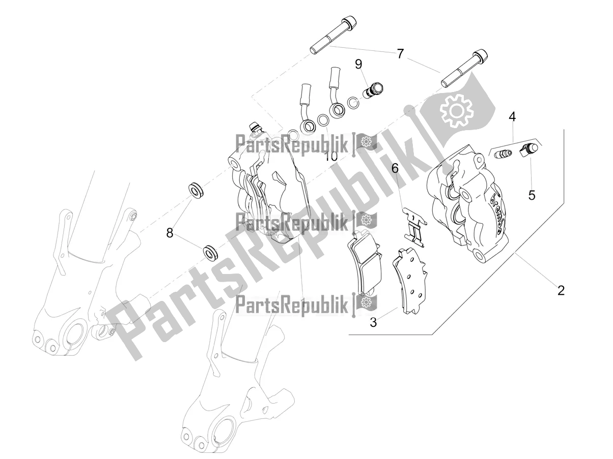 Alle onderdelen voor de Remklauw Voor van de Aprilia Tuono V4 Factory 1100 Superpole Apac 2020