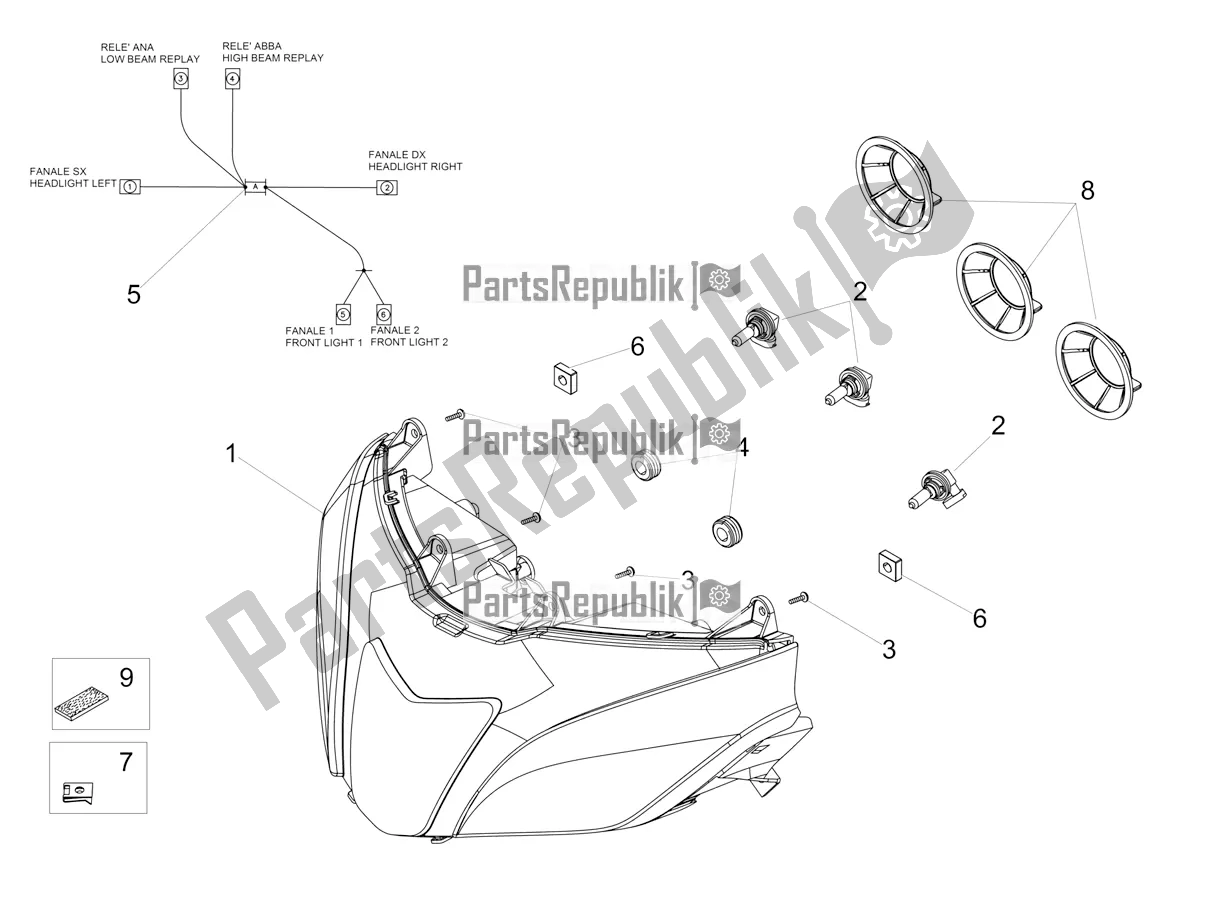 Tutte le parti per il Luci Anteriori del Aprilia Tuono V4 Factory 1100 Superpole Apac 2020