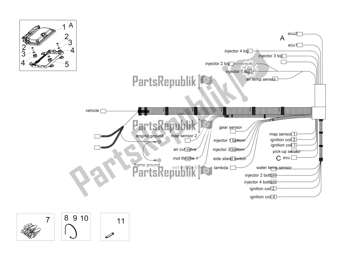 Tutte le parti per il Impianto Elettrico Posteriore del Aprilia Tuono V4 Factory 1100 Superpole Apac 2020