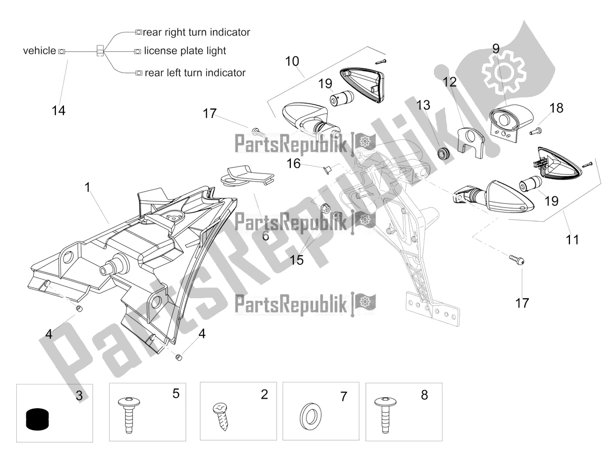 All parts for the Rear Lights of the Aprilia Tuono V4 Factory 1100 Superpole Apac 2020