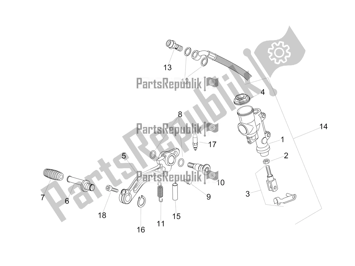 All parts for the Rear Master Cylinder of the Aprilia Tuono V4 Factory 1100 Superpole Apac 2020