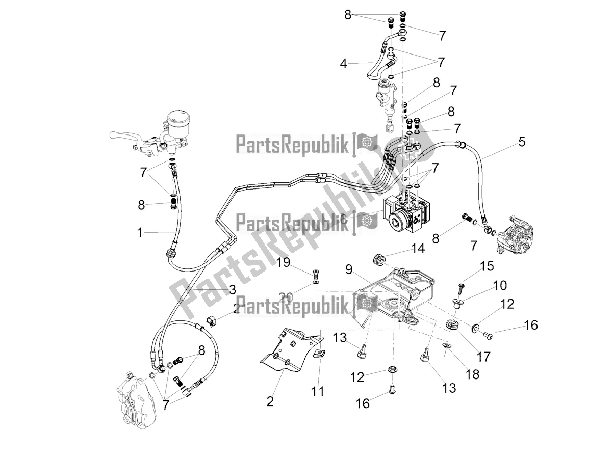 All parts for the Abs Brake System of the Aprilia Tuono V4 Factory 1100 Superpole Apac 2022