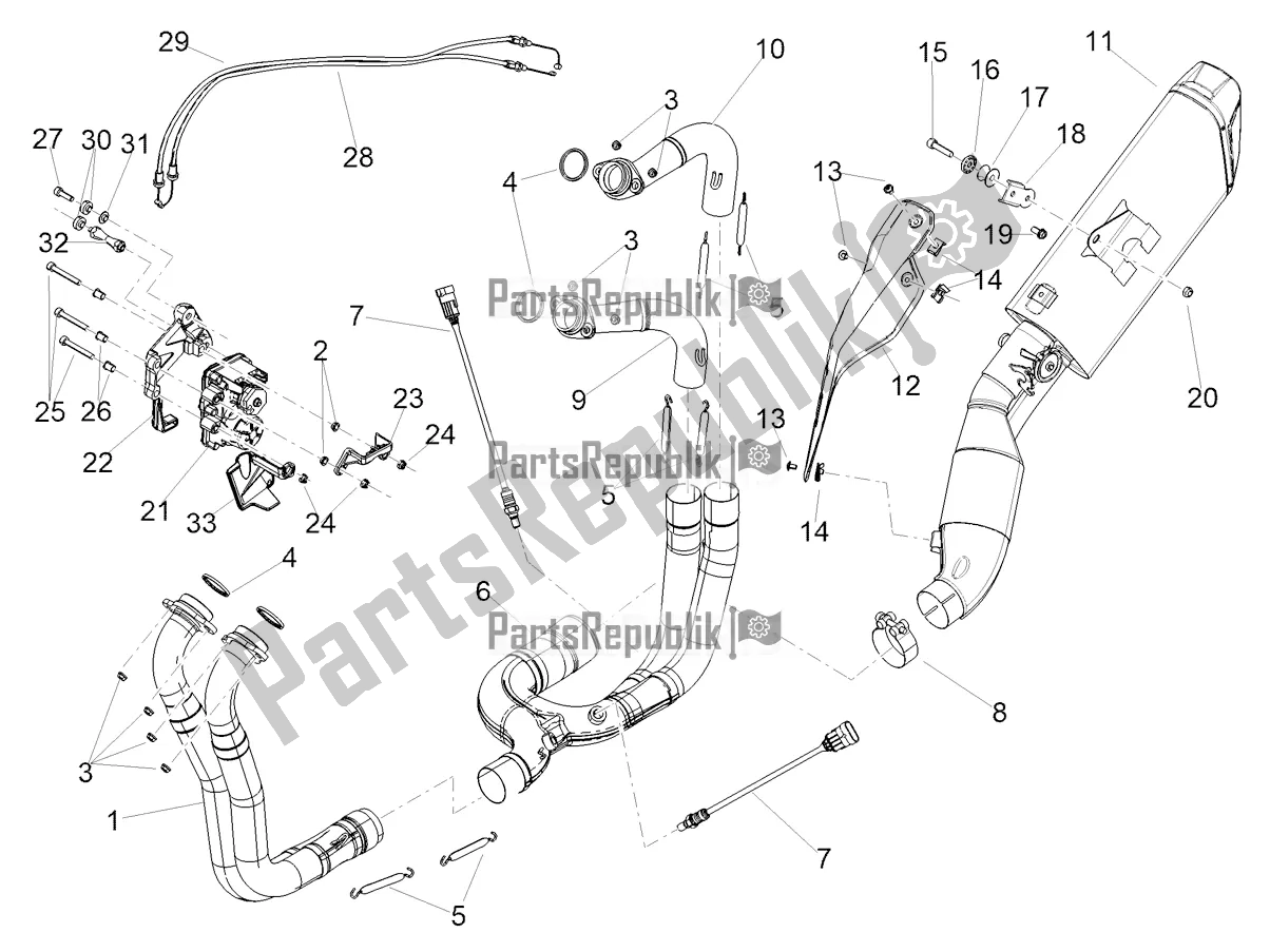 Todas as partes de Tubo De Escape do Aprilia Tuono V4 Factory 1100 Superpole Apac 2022