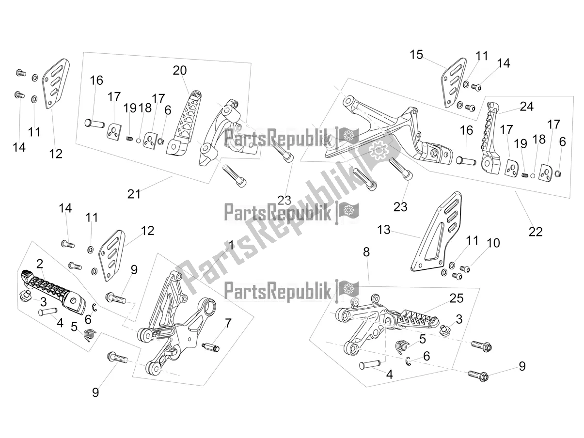 Toutes les pièces pour le Repose-pieds du Aprilia Tuono V4 Factory 1100 Superpole Apac 2022