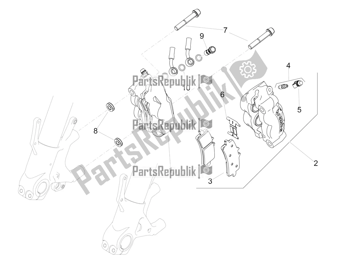 Alle onderdelen voor de Remklauw Voor van de Aprilia Tuono V4 Factory 1100 Superpole Apac 2022