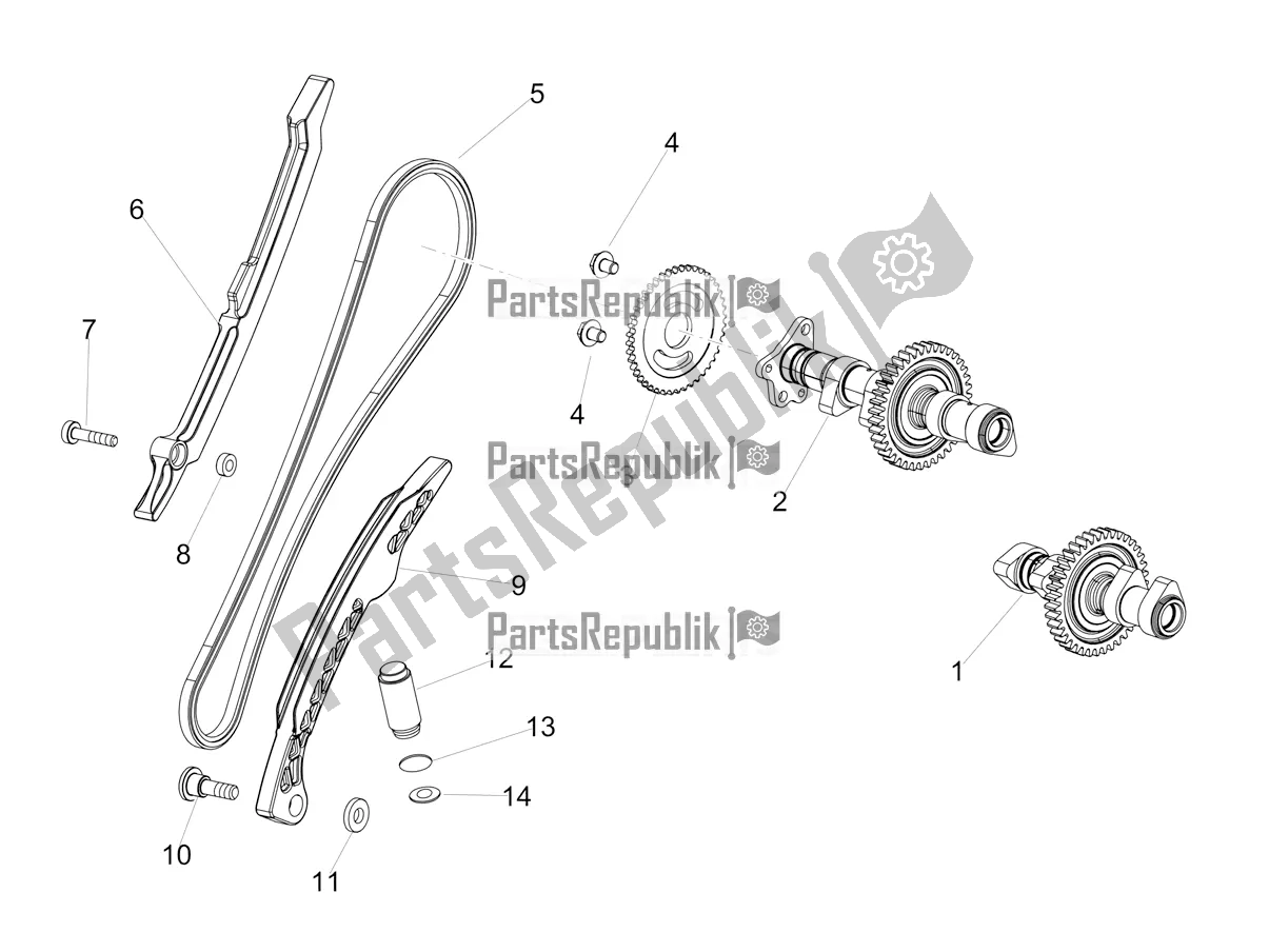 All parts for the Rear Cylinder Timing System of the Aprilia Tuono V4 Factory 1100 Superpole Apac 2022