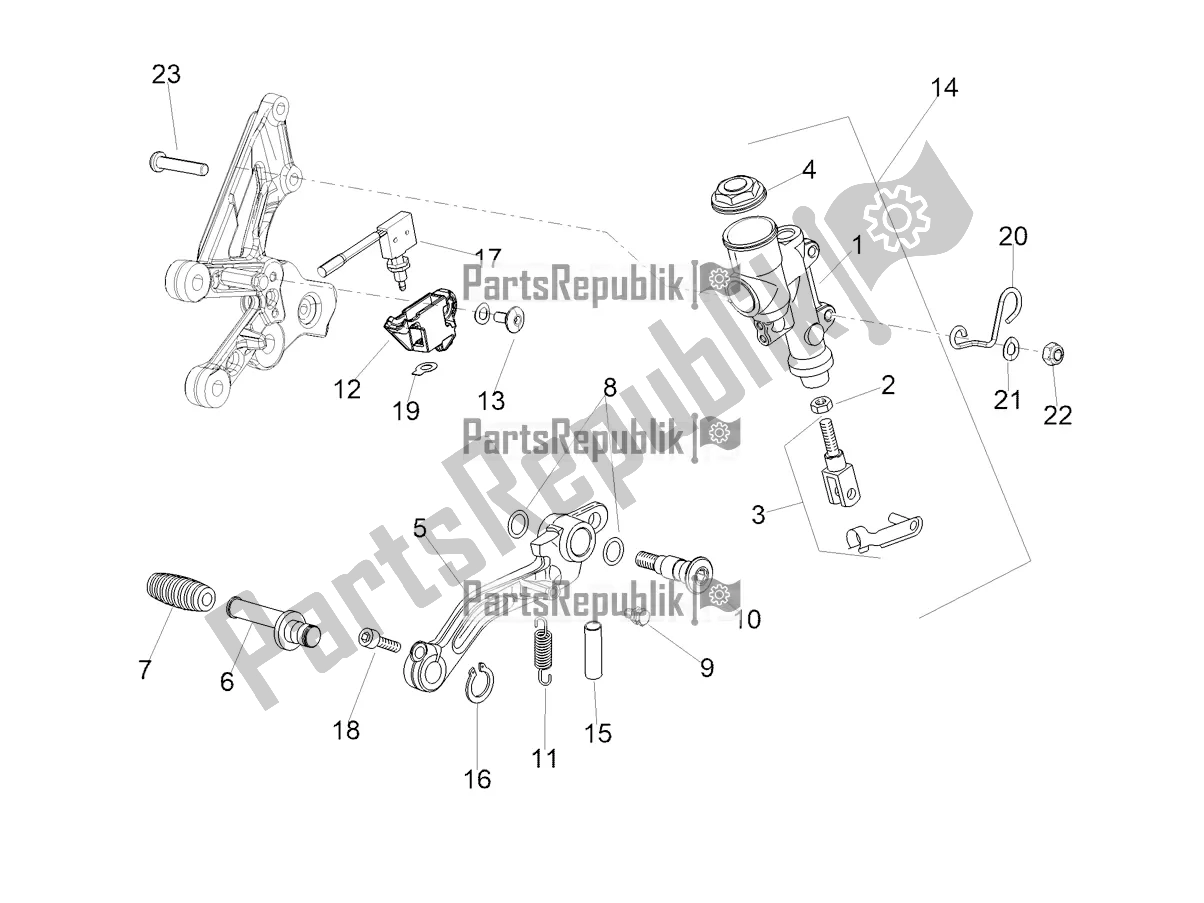 All parts for the Rear Master Cylinder of the Aprilia Tuono V4 Factory 1100 Superpole Apac 2022