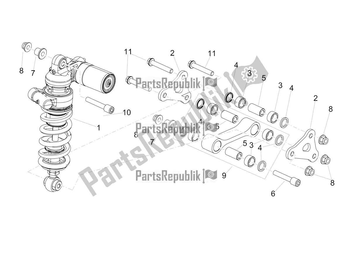 All parts for the Shock Absorber of the Aprilia Tuono V4 Factory 1100 Superpole Apac 2022