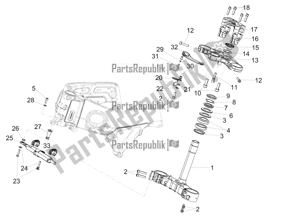 Alle onderdelen voor de Sturen van de Aprilia Tuono V4 Factory 1100 Superpole Apac 2022