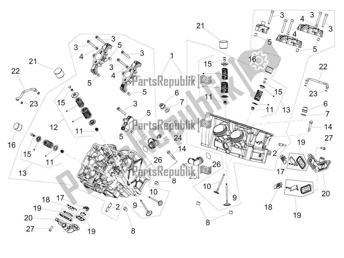 Alle onderdelen voor de Cilinderkop - Kleppen van de Aprilia Tuono V4 Factory 1100 Superpole Apac E4 2021