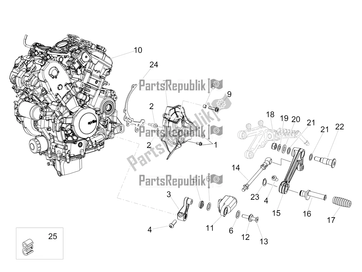 All parts for the Engine-completing Part-lever of the Aprilia Tuono V4 Factory 1100 Superpole Apac E4 2021