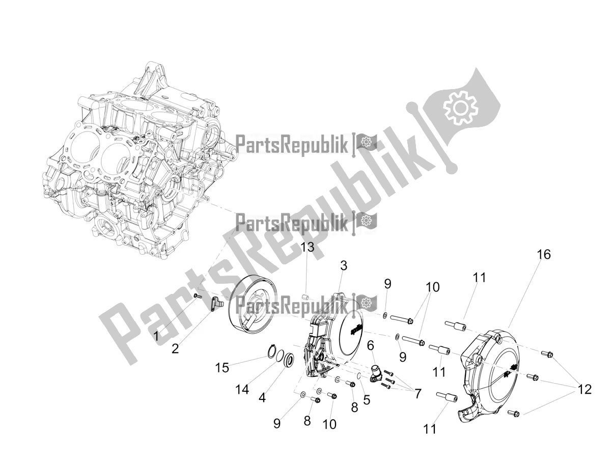 All parts for the Flywheel Cover of the Aprilia Tuono V4 Factory 1100 Superpole Apac E4 2021