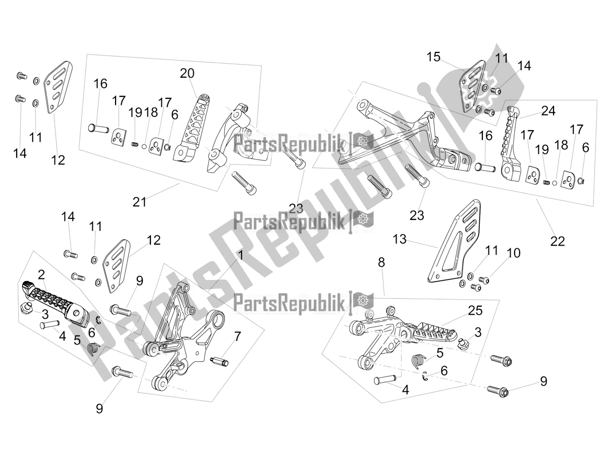 Toutes les pièces pour le Repose-pieds du Aprilia Tuono V4 Factory 1100 Superpole Apac E4 2021