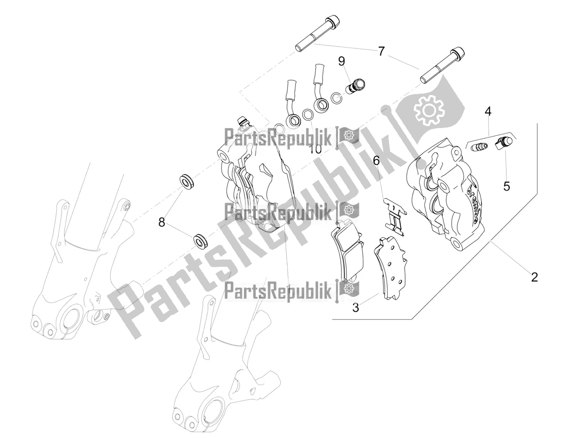 Alle onderdelen voor de Remklauw Voor van de Aprilia Tuono V4 Factory 1100 Superpole Apac E4 2021