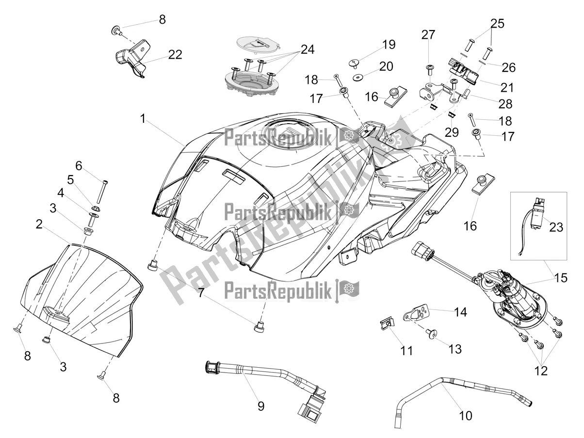 Alle onderdelen voor de Benzinetank van de Aprilia Tuono V4 Factory 1100 Superpole Apac E4 2021