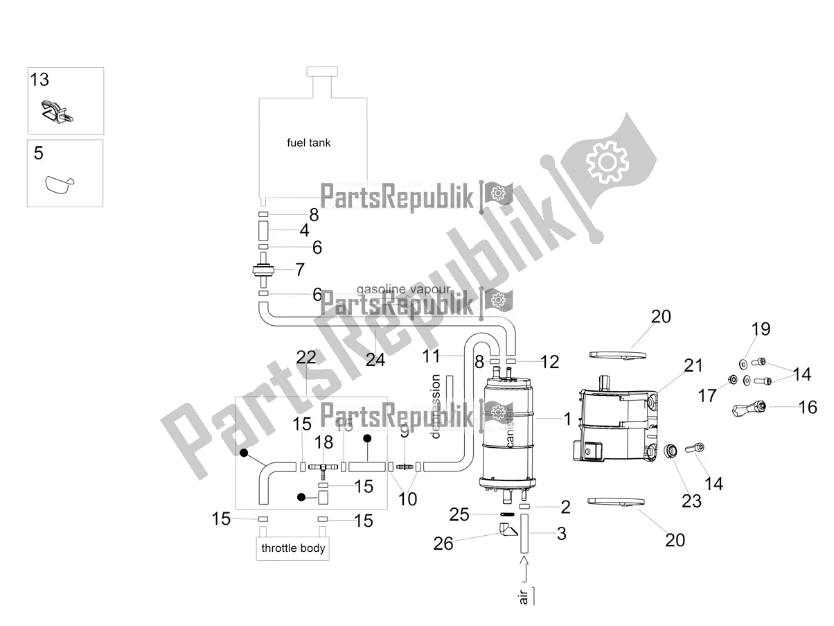 Toutes les pièces pour le Système De Récupération De Vapeur De Carburant du Aprilia Tuono V4 Factory 1100 Superpole Apac E4 2021