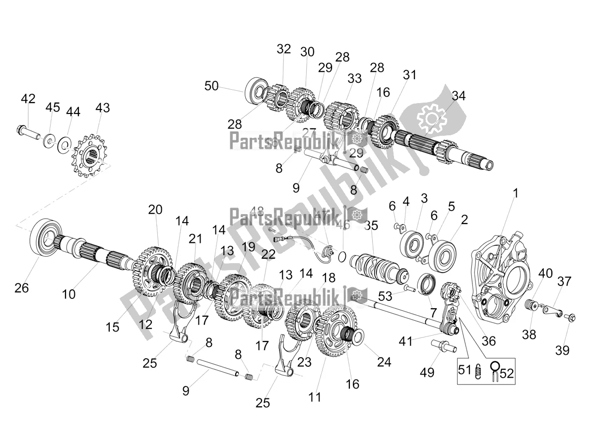 Todas as partes de Caixa De Engrenagens - Conjunto De Engrenagens do Aprilia Tuono V4 Factory 1100 Superpole Apac E4 2021