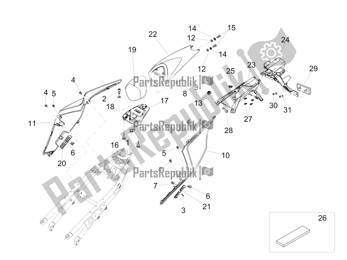 Todas as partes de Corpo Traseiro do Aprilia Tuono V4 Factory 1100 Superpole Apac E4 2021