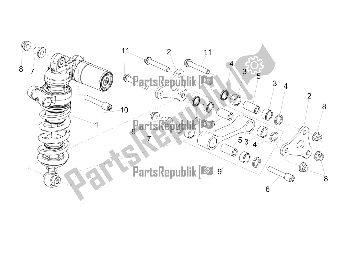 Alle onderdelen voor de Schokdemper van de Aprilia Tuono V4 Factory 1100 Superpole Apac E4 2021
