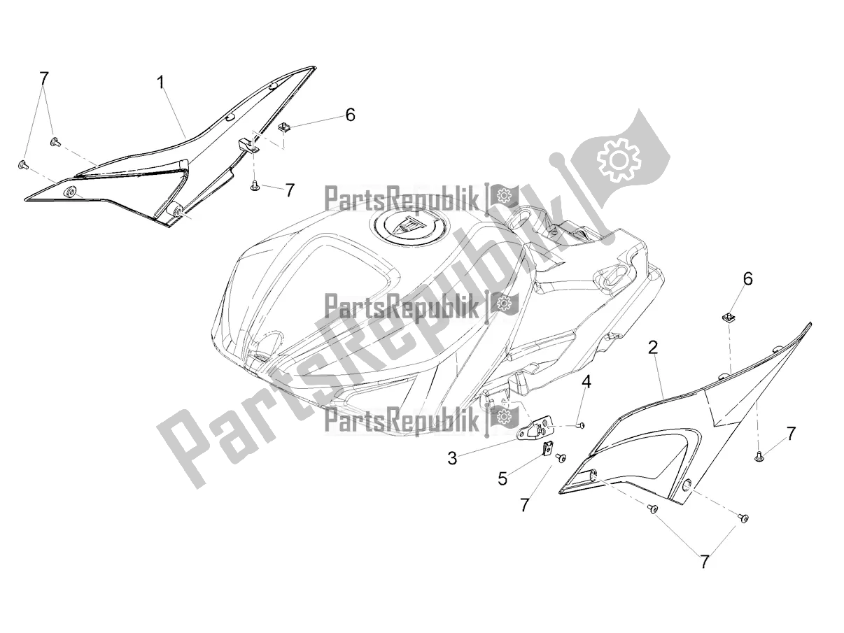 All parts for the Central Body of the Aprilia Tuono V4 Factory 1100 Superpole Apac E5 2021