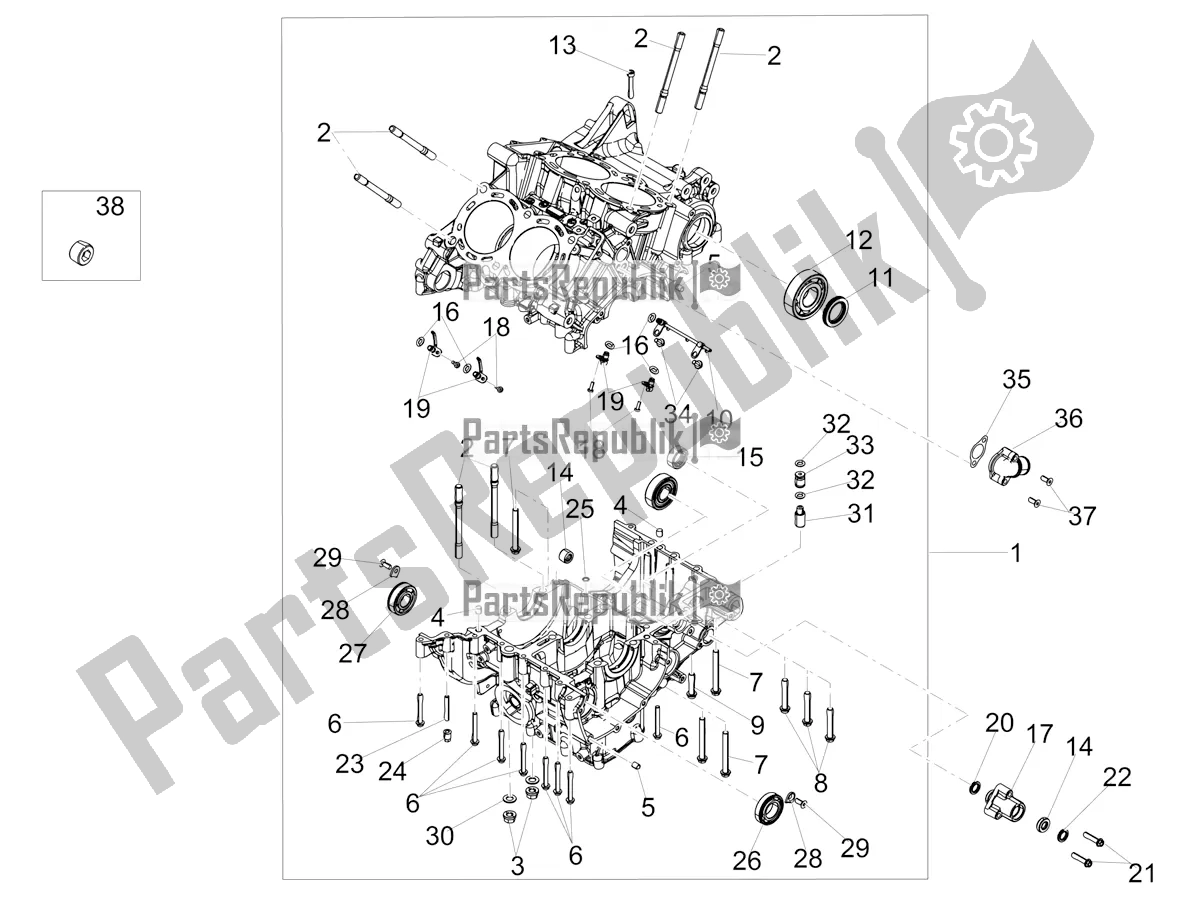 Alle onderdelen voor de Carters I van de Aprilia Tuono V4 Factory 1100 Superpole Apac E5 2021