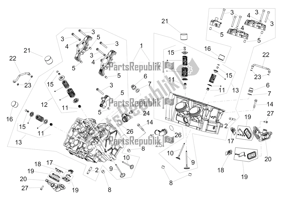 Alle onderdelen voor de Cilinderkop - Kleppen van de Aprilia Tuono V4 Factory 1100 Superpole Apac E5 2021