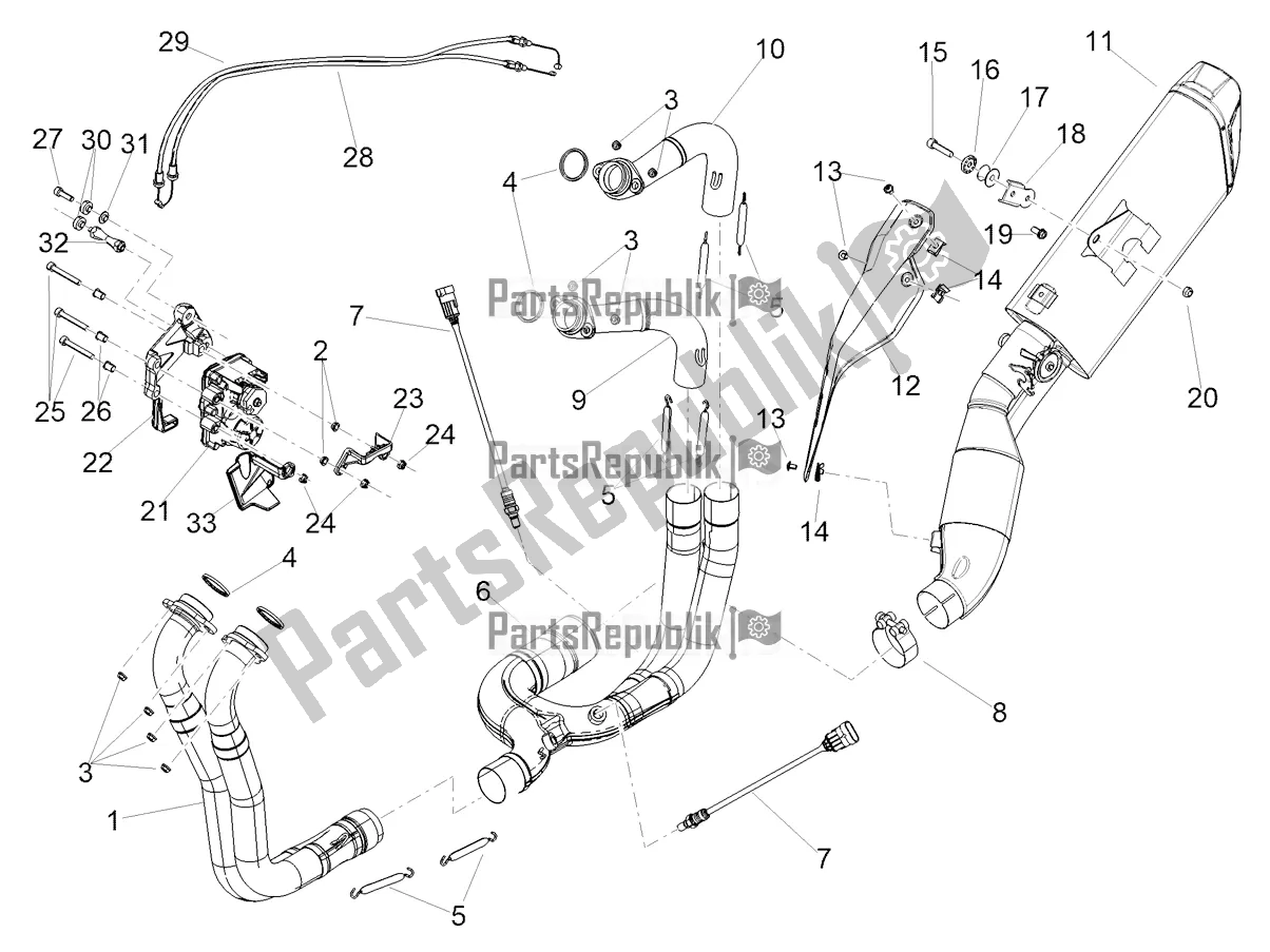 Todas as partes de Tubo De Escape do Aprilia Tuono V4 Factory 1100 Superpole Apac E5 2021