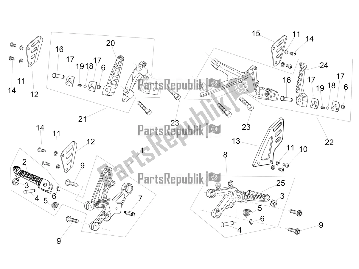 Toutes les pièces pour le Repose-pieds du Aprilia Tuono V4 Factory 1100 Superpole Apac E5 2021