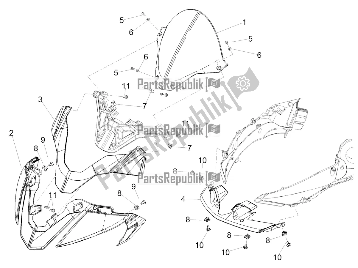 Toutes les pièces pour le Carénage Avant du Aprilia Tuono V4 Factory 1100 Superpole Apac E5 2021