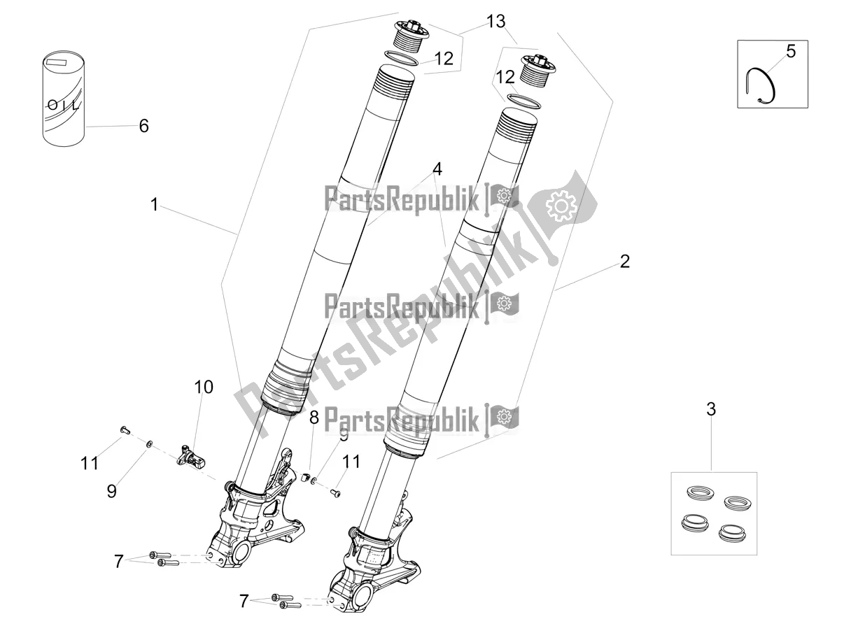 Todas las partes para Horquilla Delantera Ohlins de Aprilia Tuono V4 Factory 1100 Superpole Apac E5 2021