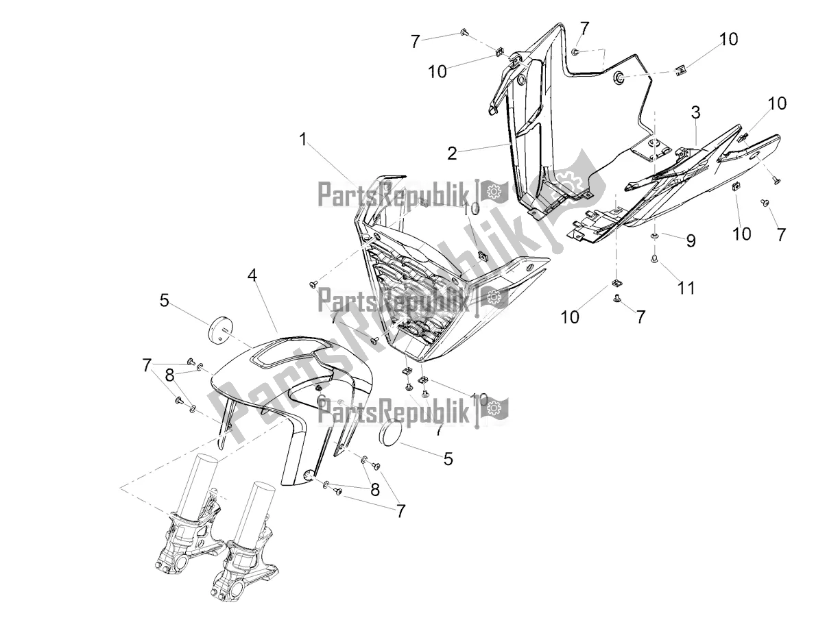 Toutes les pièces pour le Montant-garde-boue Avant du Aprilia Tuono V4 Factory 1100 Superpole Apac E5 2021