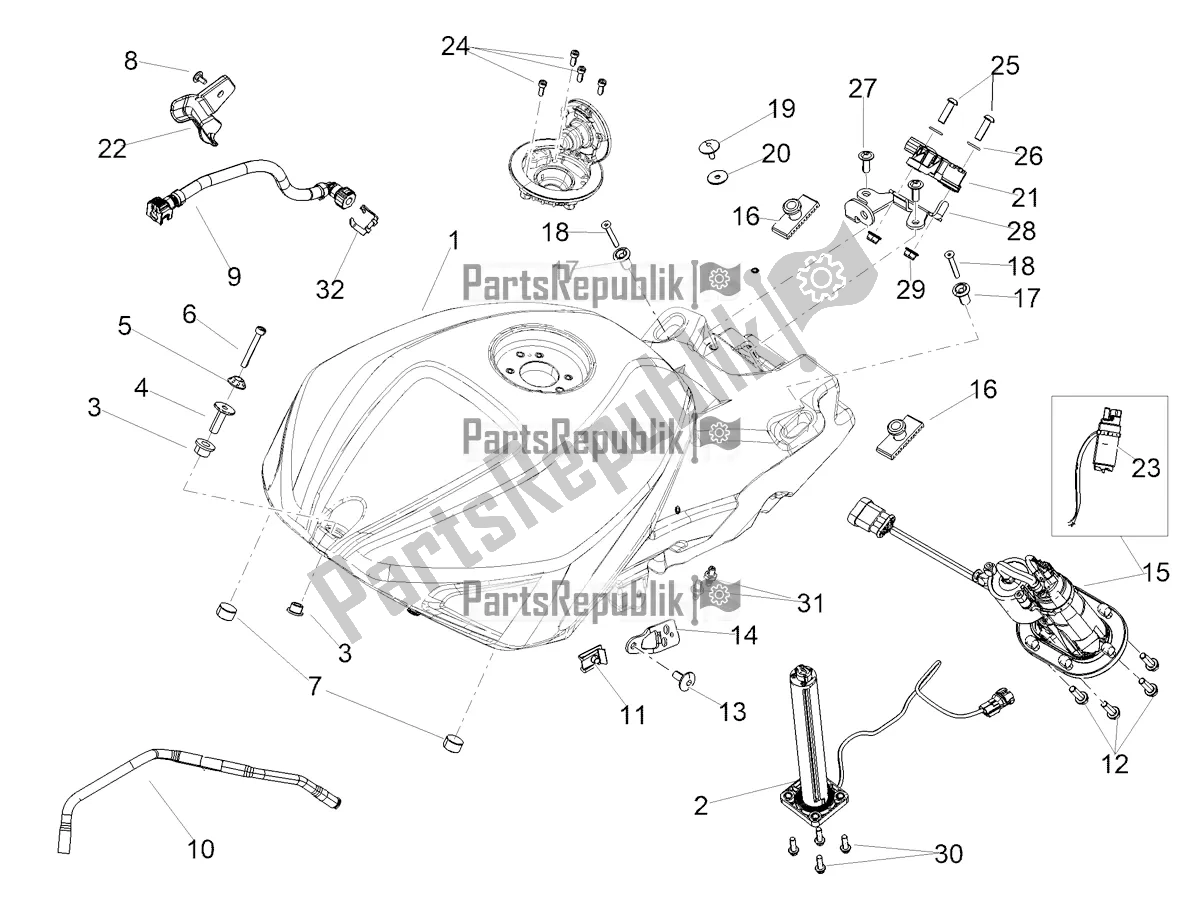 All parts for the Fuel Tank of the Aprilia Tuono V4 Factory 1100 Superpole Apac E5 2021