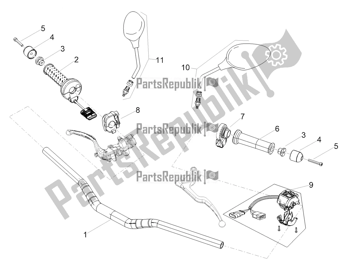 Tutte le parti per il Manubrio - Comandi del Aprilia Tuono V4 Factory 1100 Superpole Apac E5 2021