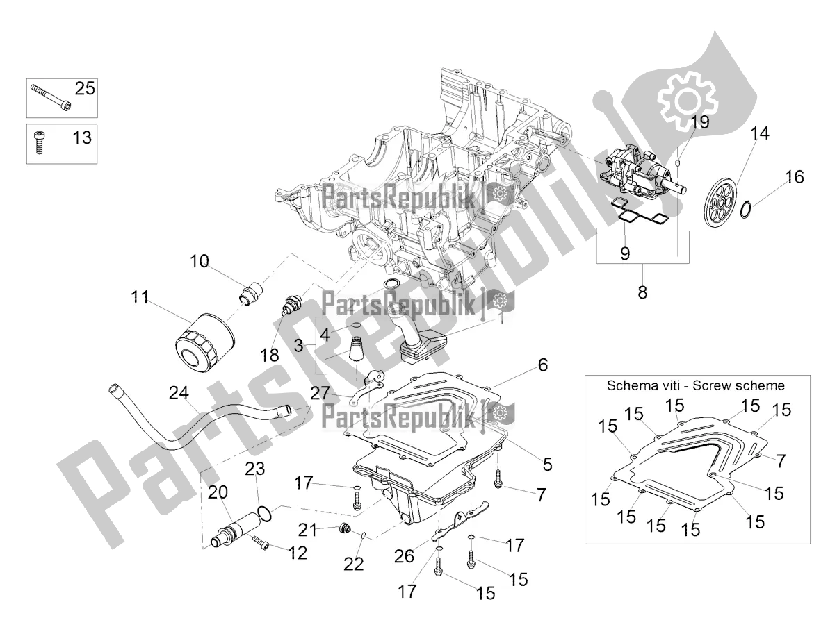 Todas las partes para Lubricación de Aprilia Tuono V4 Factory 1100 Superpole Apac E5 2021