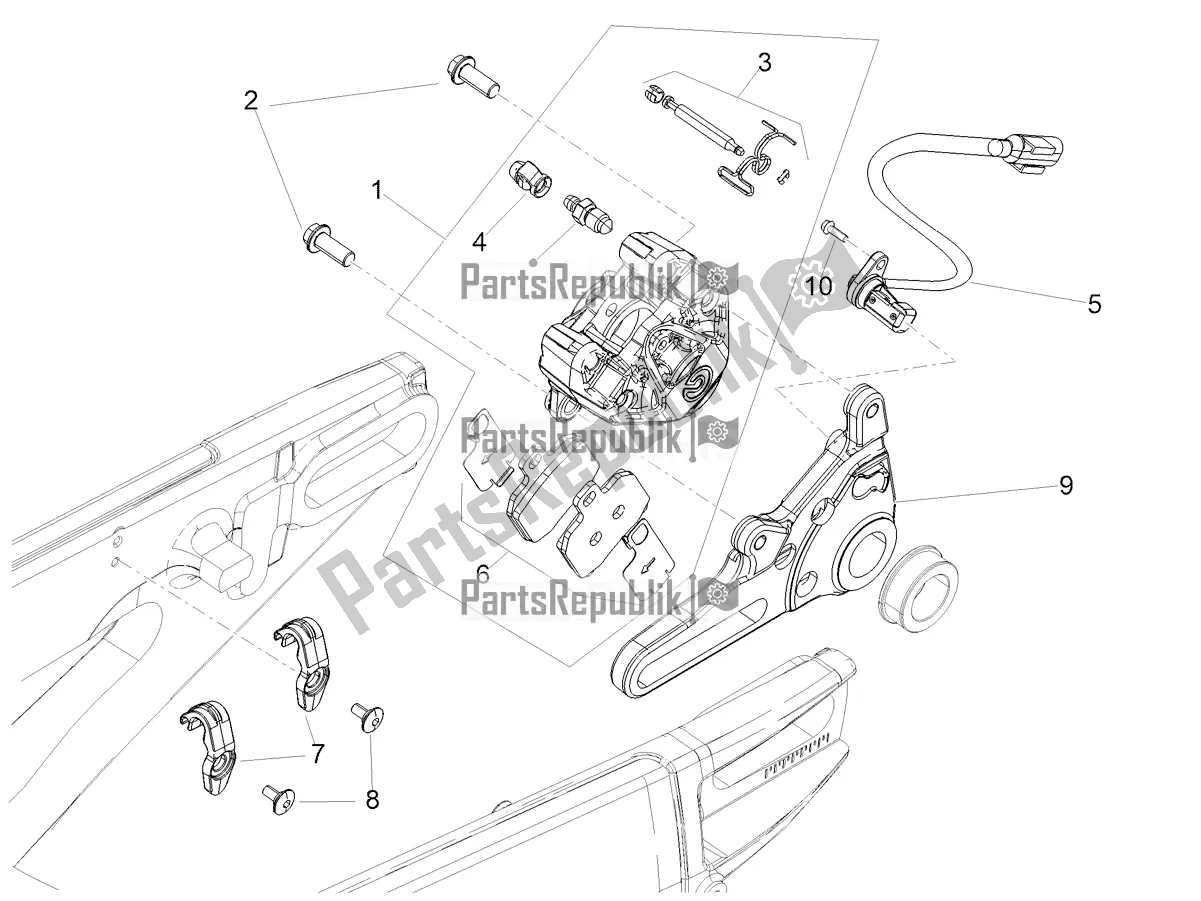 All parts for the Rear Brake Caliper of the Aprilia Tuono V4 Factory 1100 Superpole Apac E5 2021