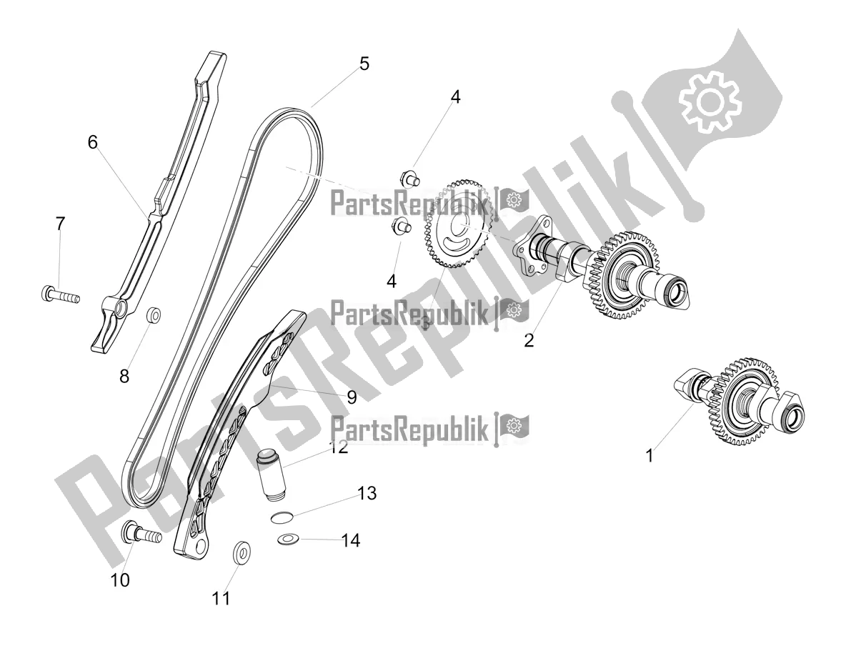 All parts for the Rear Cylinder Timing System of the Aprilia Tuono V4 Factory 1100 Superpole Apac E5 2021