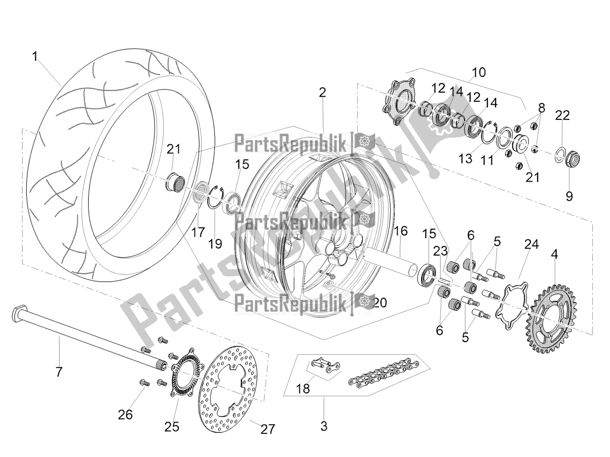 Todas las partes para Rueda Trasera de Aprilia Tuono V4 Factory 1100 Superpole Apac E5 2021