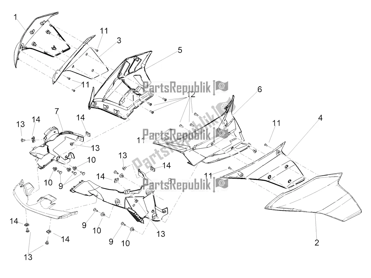 Toutes les pièces pour le Carénage Latéral du Aprilia Tuono V4 Factory 1100 Superpole Apac E5 2021