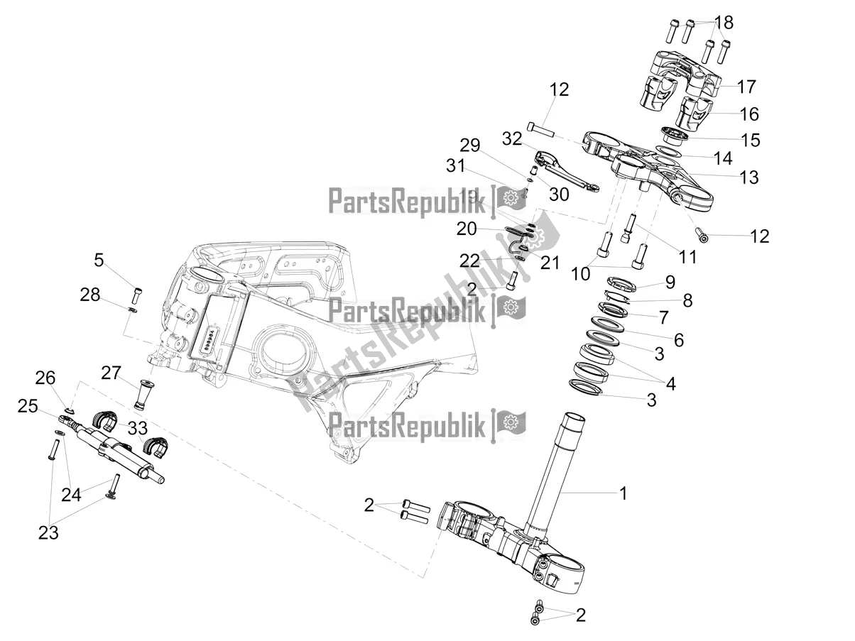 All parts for the Steering of the Aprilia Tuono V4 Factory 1100 Superpole Apac E5 2021