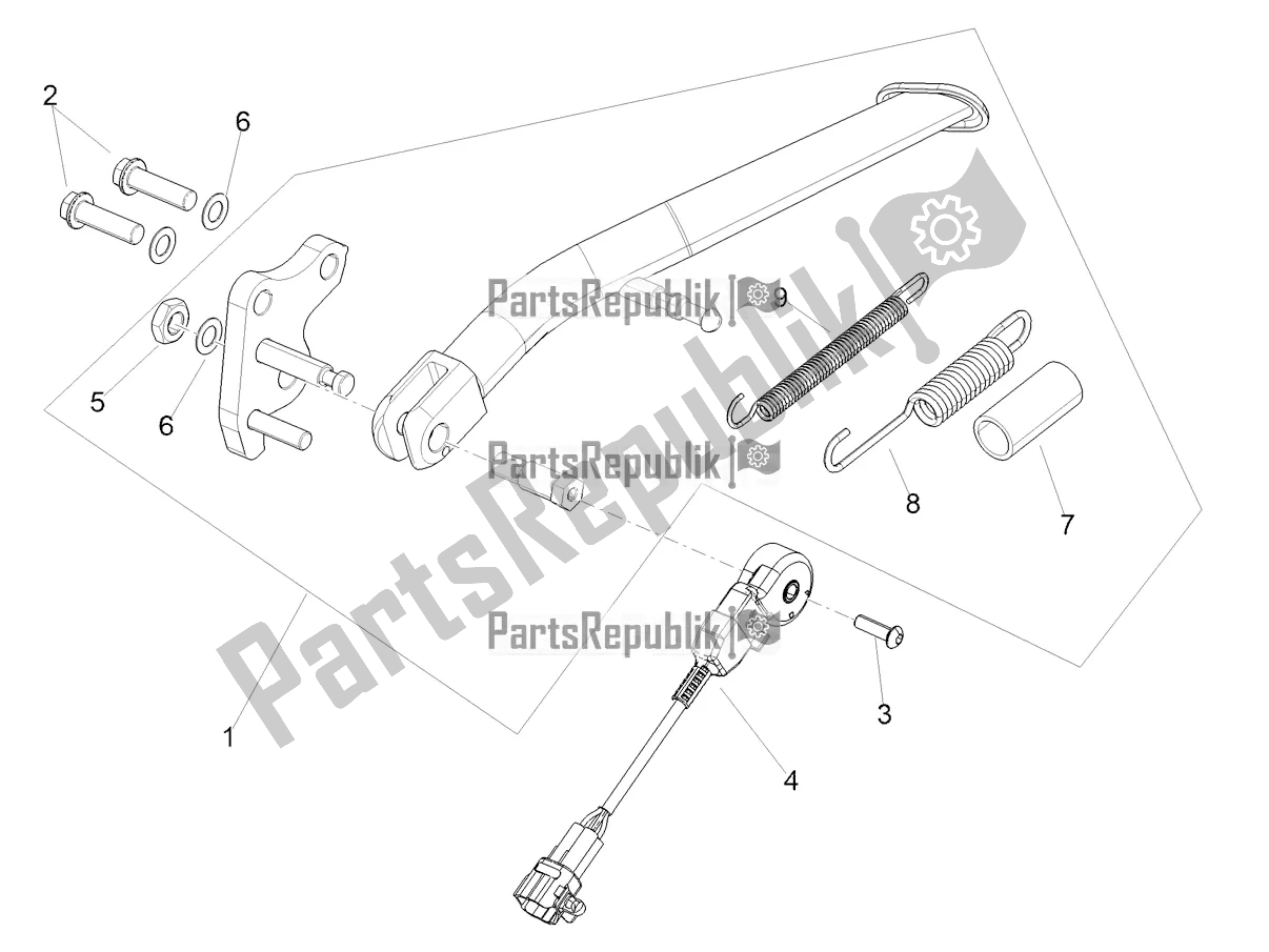 Todas as partes de Suporte Central do Aprilia Tuono V4 Factory 1100 Superpole E5 2021