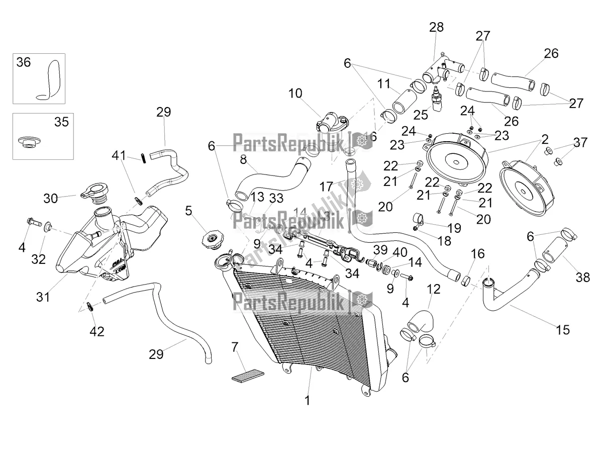 Toutes les pièces pour le Système De Refroidissement du Aprilia Tuono V4 Factory 1100 Superpole E5 2021