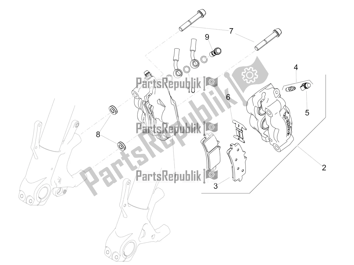 Alle onderdelen voor de Remklauw Voor van de Aprilia Tuono V4 Factory 1100 Superpole E5 2021