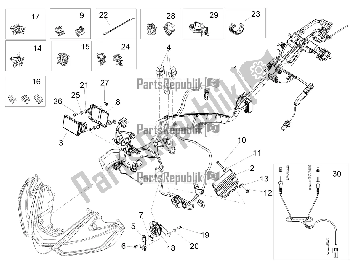 Alle Teile für das Frontelektrik des Aprilia Tuono V4 Factory 1100 Superpole E5 2021