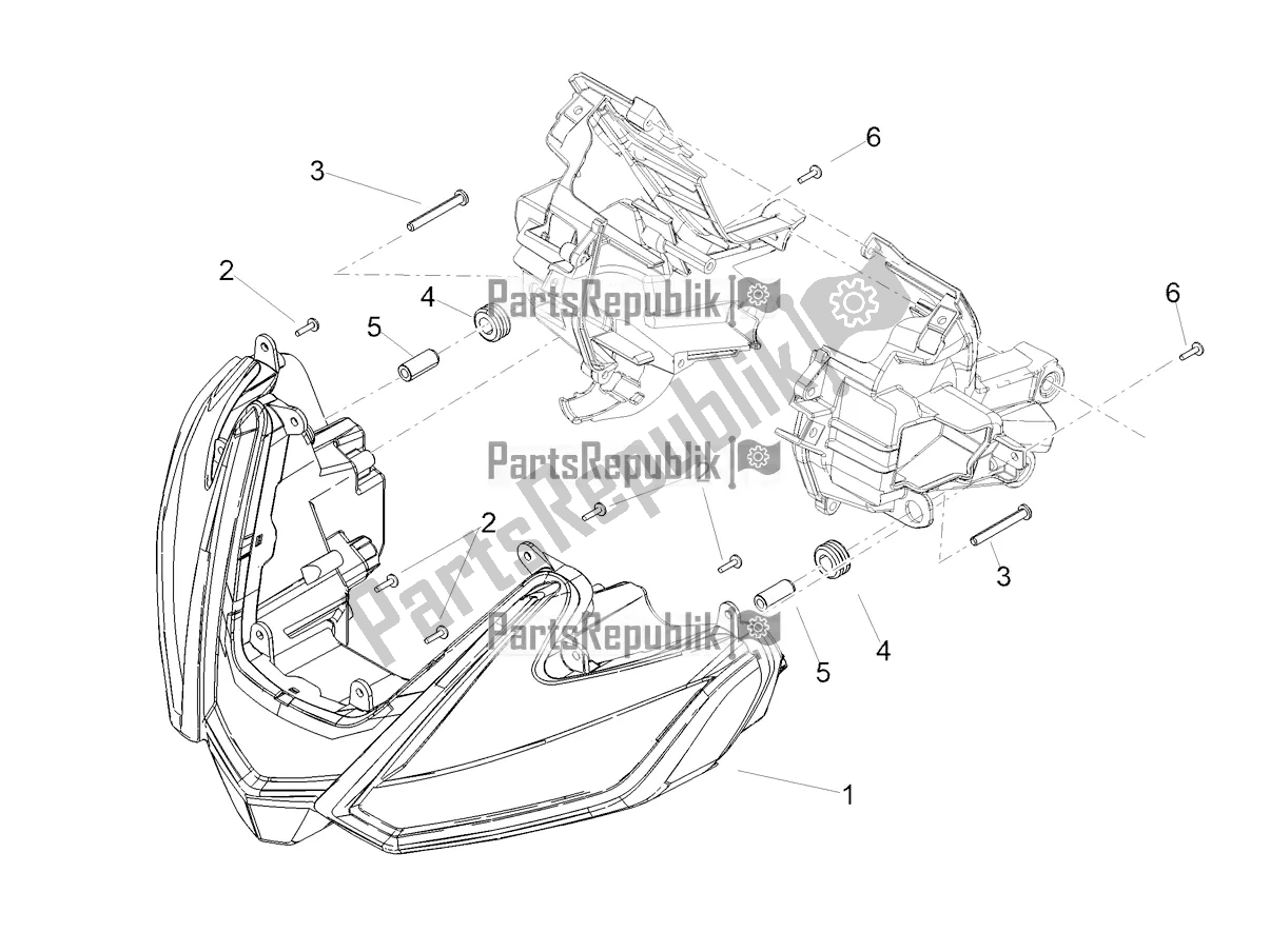 Alle onderdelen voor de Voorlichten van de Aprilia Tuono V4 Factory 1100 Superpole E5 2021