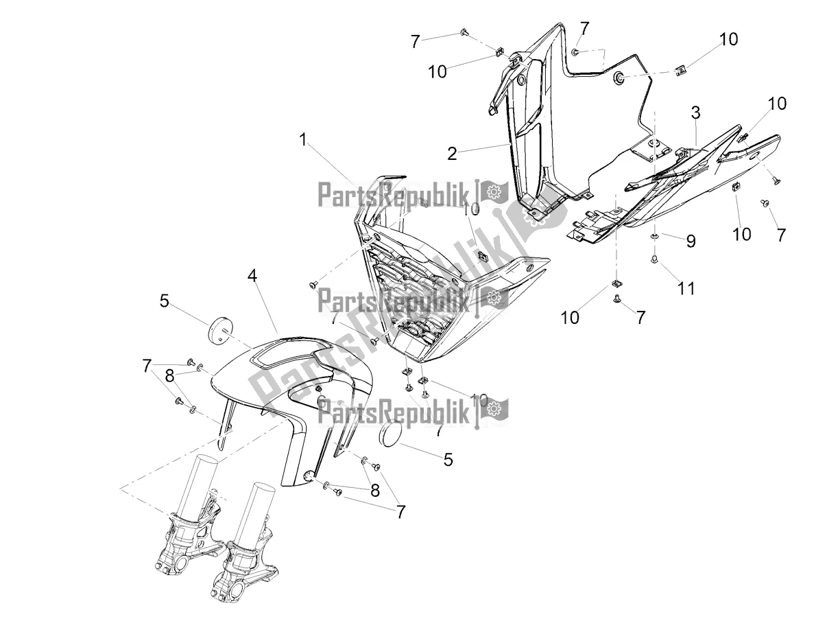 Toutes les pièces pour le Montant-garde-boue Avant du Aprilia Tuono V4 Factory 1100 Superpole E5 2021