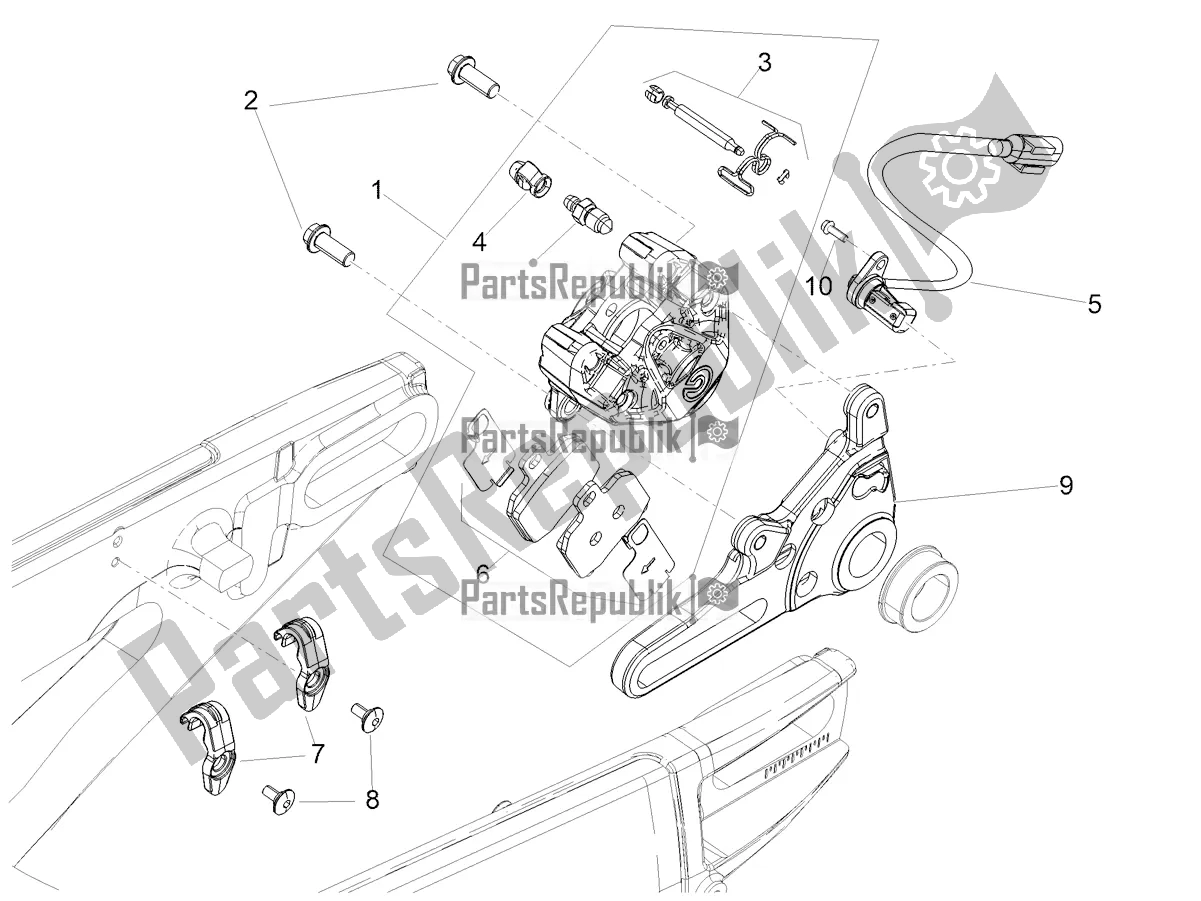All parts for the Rear Brake Caliper of the Aprilia Tuono V4 Factory 1100 Superpole E5 2021