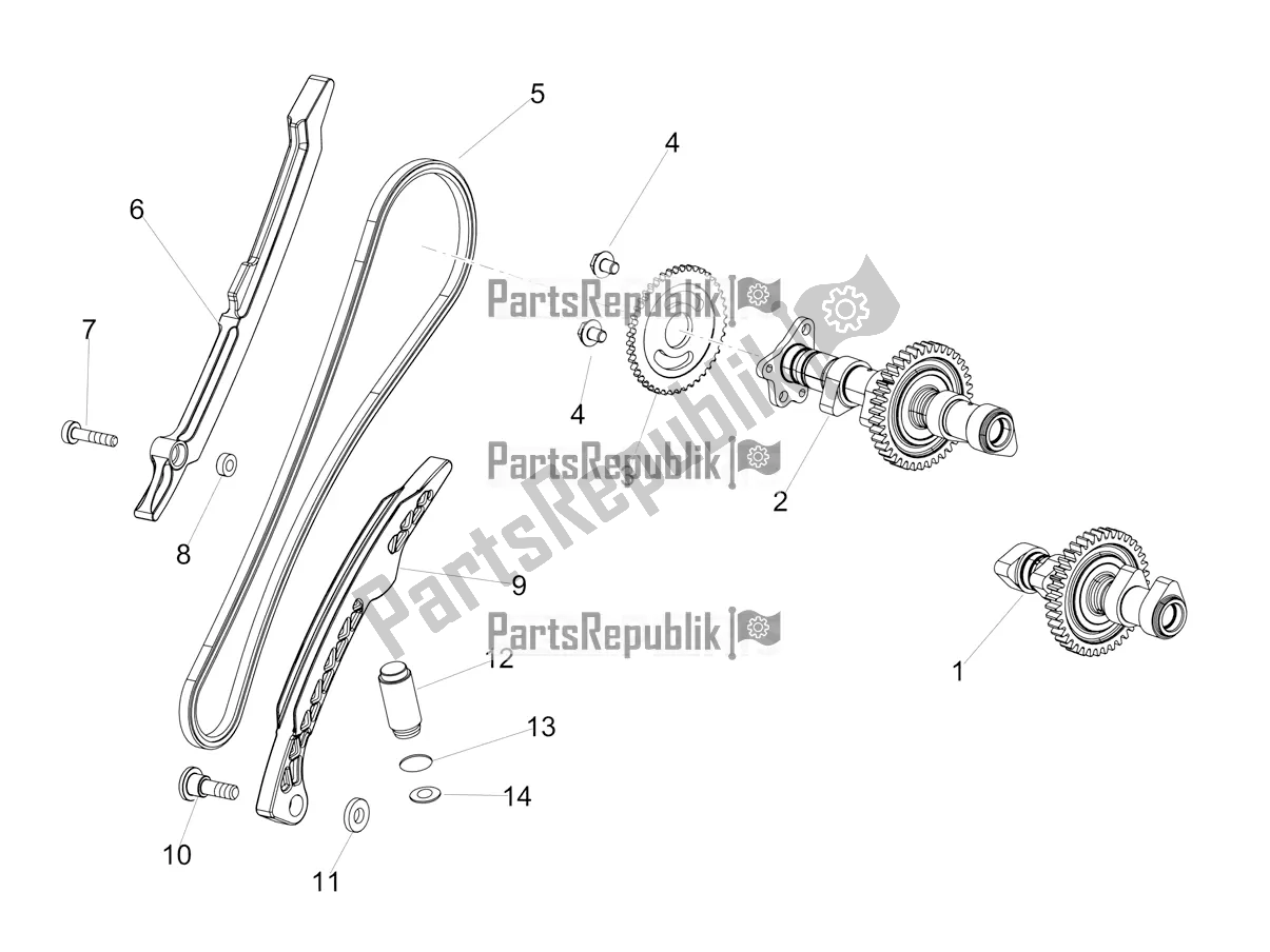 All parts for the Rear Cylinder Timing System of the Aprilia Tuono V4 Factory 1100 Superpole E5 2021