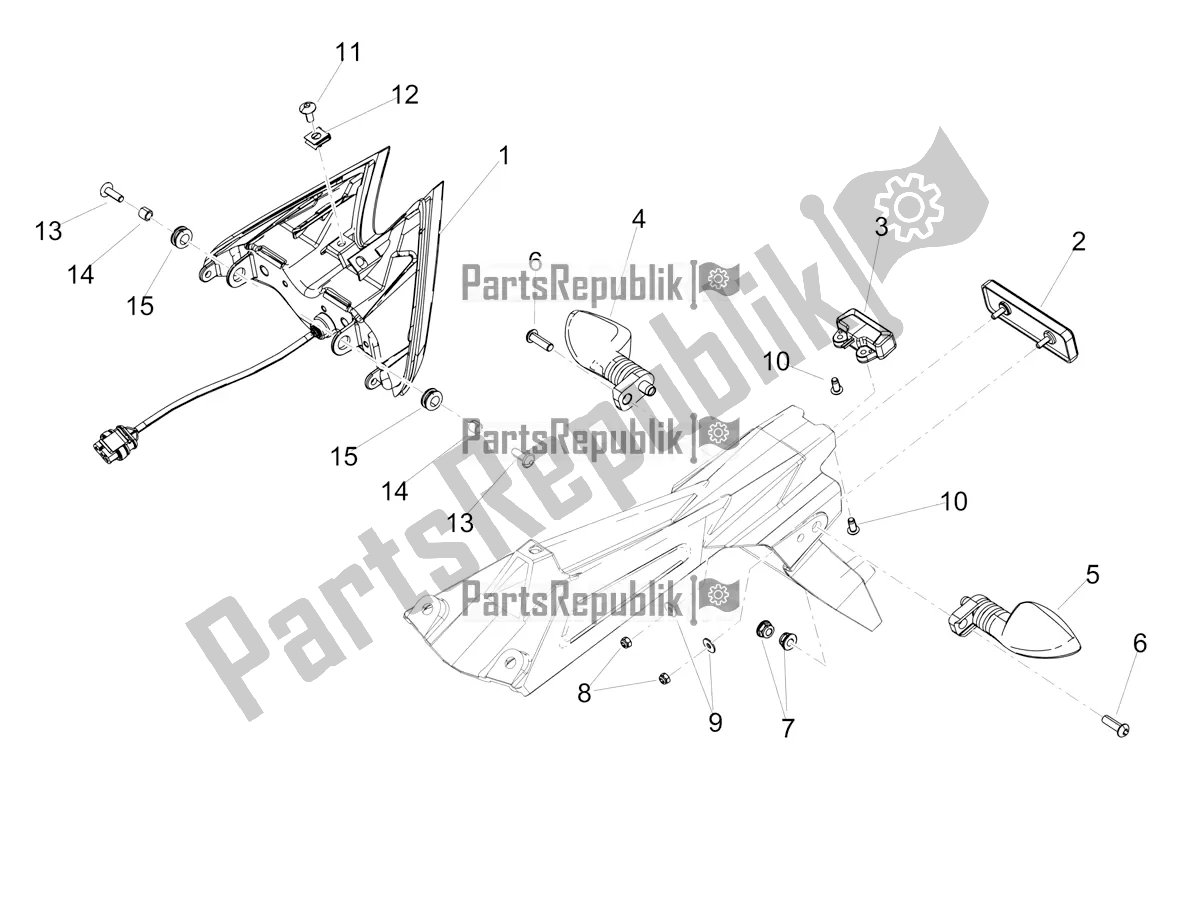 All parts for the Rear Lights of the Aprilia Tuono V4 Factory 1100 Superpole E5 2021